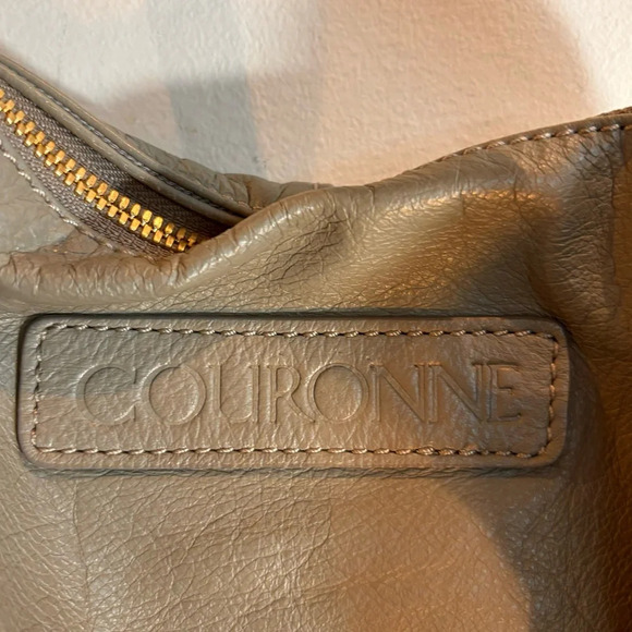 COURONNE Large Tote Supple Leather Two Zipper Compartment Structured Slouchy Bag - Picture 4 of 14